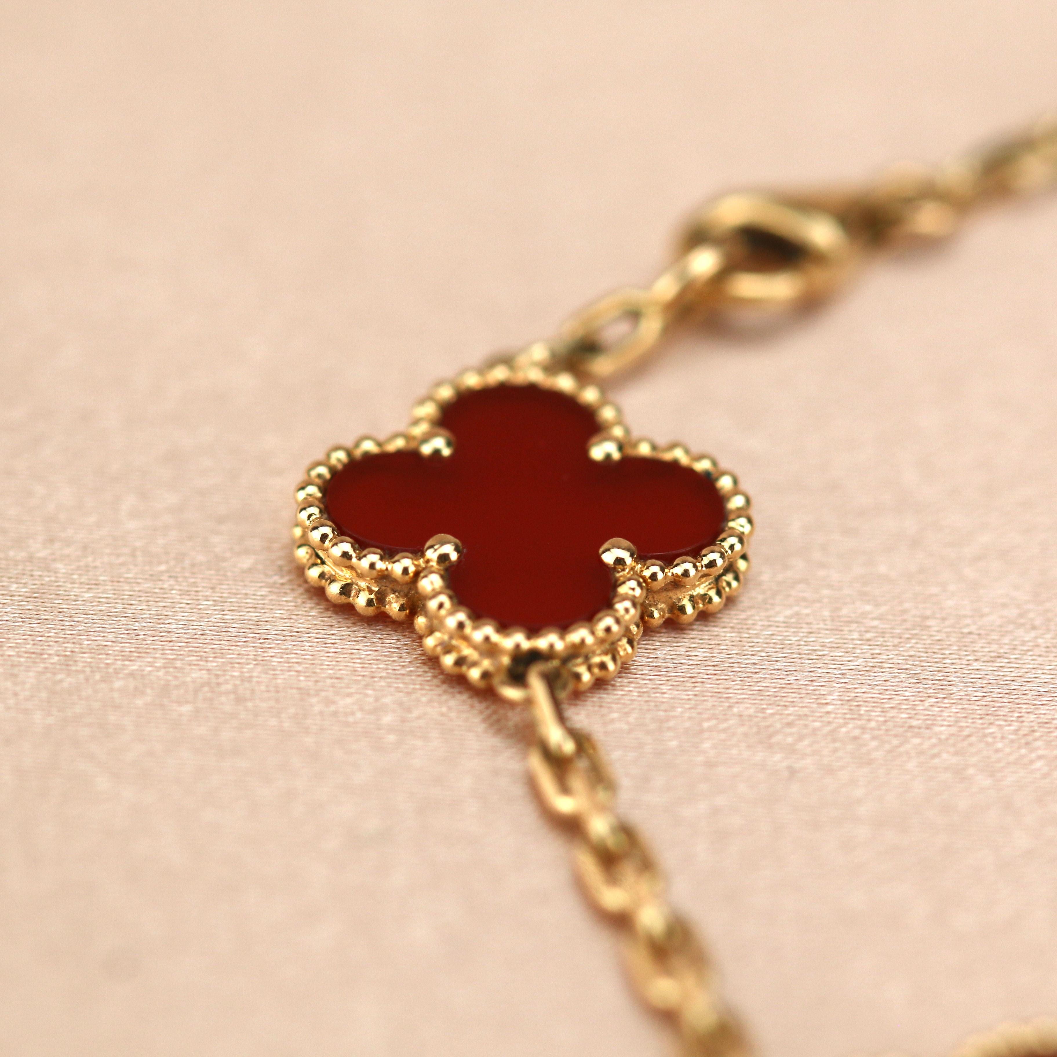Van Cleef & Arpels 5 Motif Vintage Alhambra Carnelian Bracelet 1