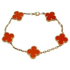 Van Cleef & Arpels 5 Motif Vintage Alhambra Carnelian Bracelet