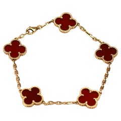 Van Cleef & Arpels Bracelet vintage à 5 motifs en cornaline Alhambra