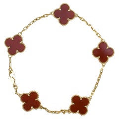 Van Cleef & Arpels 5 Motif Vintage Alhambra Carnelian Bracelet