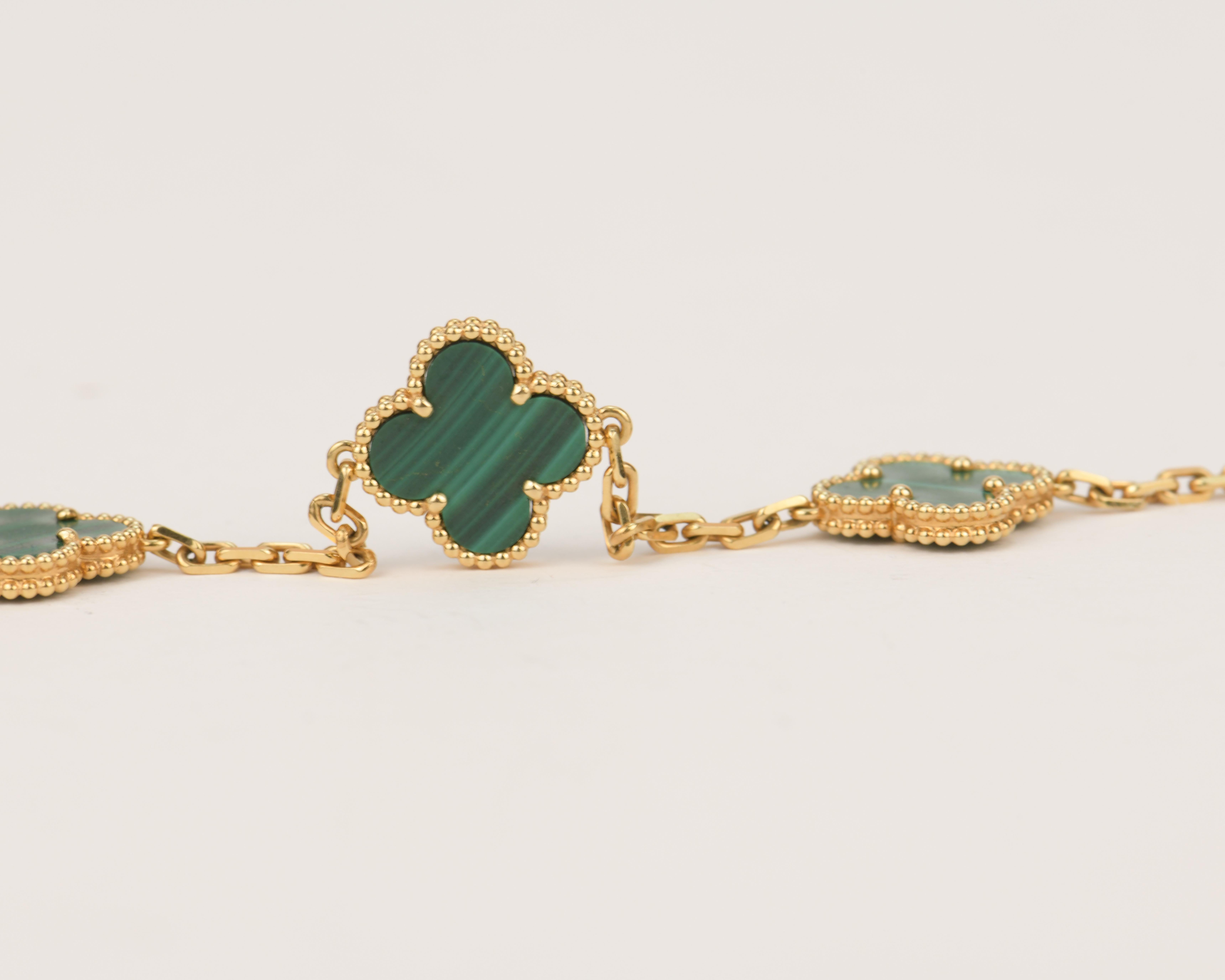 Van Cleef & Arpels 5 Motif Vintage Alhambra Malachite Bracelet 3