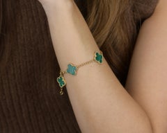 Van Cleef & Arpels Vintage Alhambra Malachit-Armband mit 5 Motiven