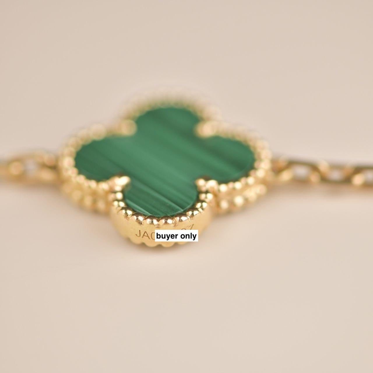 Uncut Van Cleef & Arpels 5 Motif Vintage Alhambra Malachite Bracelet