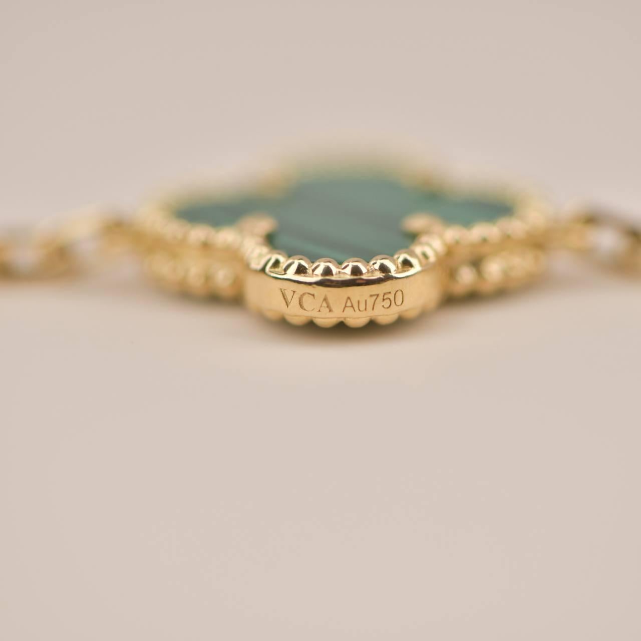 Van Cleef & Arpels Vintage Alhambra Malachit-Armband mit 5 Motiven 1