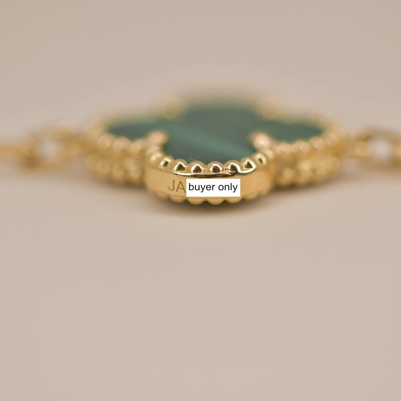 Van Cleef & Arpels 5 Motif Vintage Alhambra Malachite Bracelet In Excellent Condition In Banbury, GB