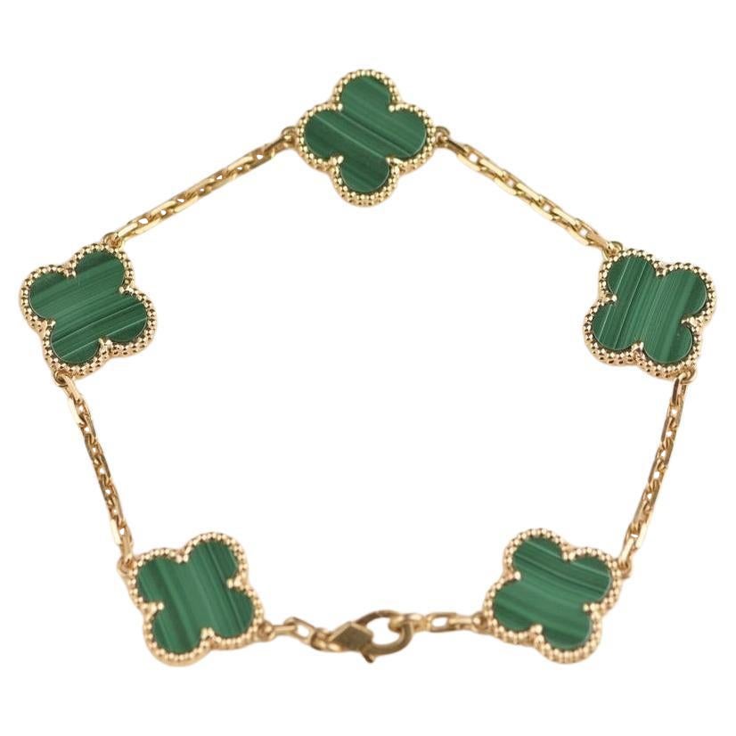 Van Cleef & Arpels 5 Motif Vintage Alhambra Malachite Bracelet