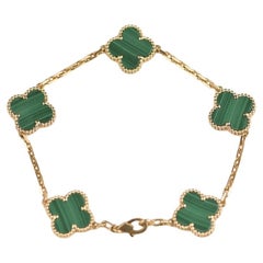 Van Cleef & Arpels 5 Motif Vintage Alhambra Malachite Bracelet