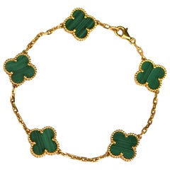 Van Cleef & Arpels 5 Motif Vintage Alhambra Malachite Bracelet