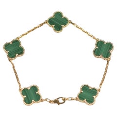 Van Cleef & Arpels 5 Motif Vintage Alhambra Malachite Bracelet