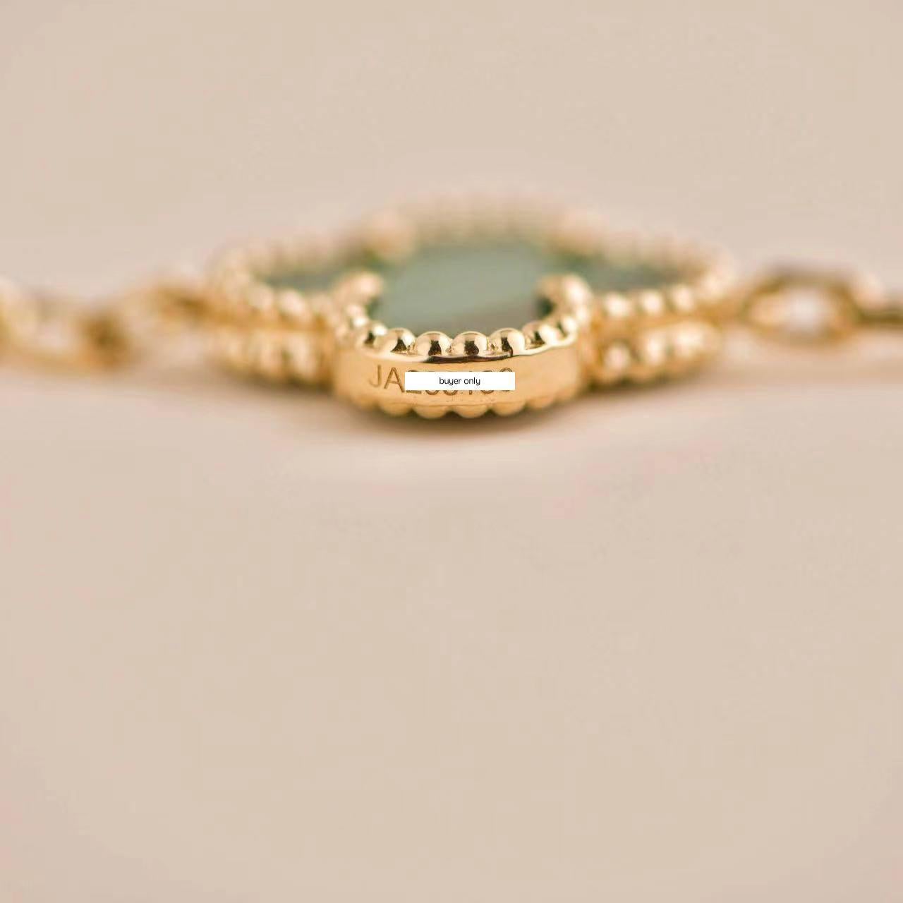Uncut Van Cleef & Arpels 5 Motif Vintage Alhambra Malachite Gold Bracelet