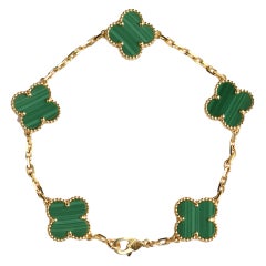 Van Cleef & Arpels 5 Motiv Vintage Alhambra Malachit Goldarmband