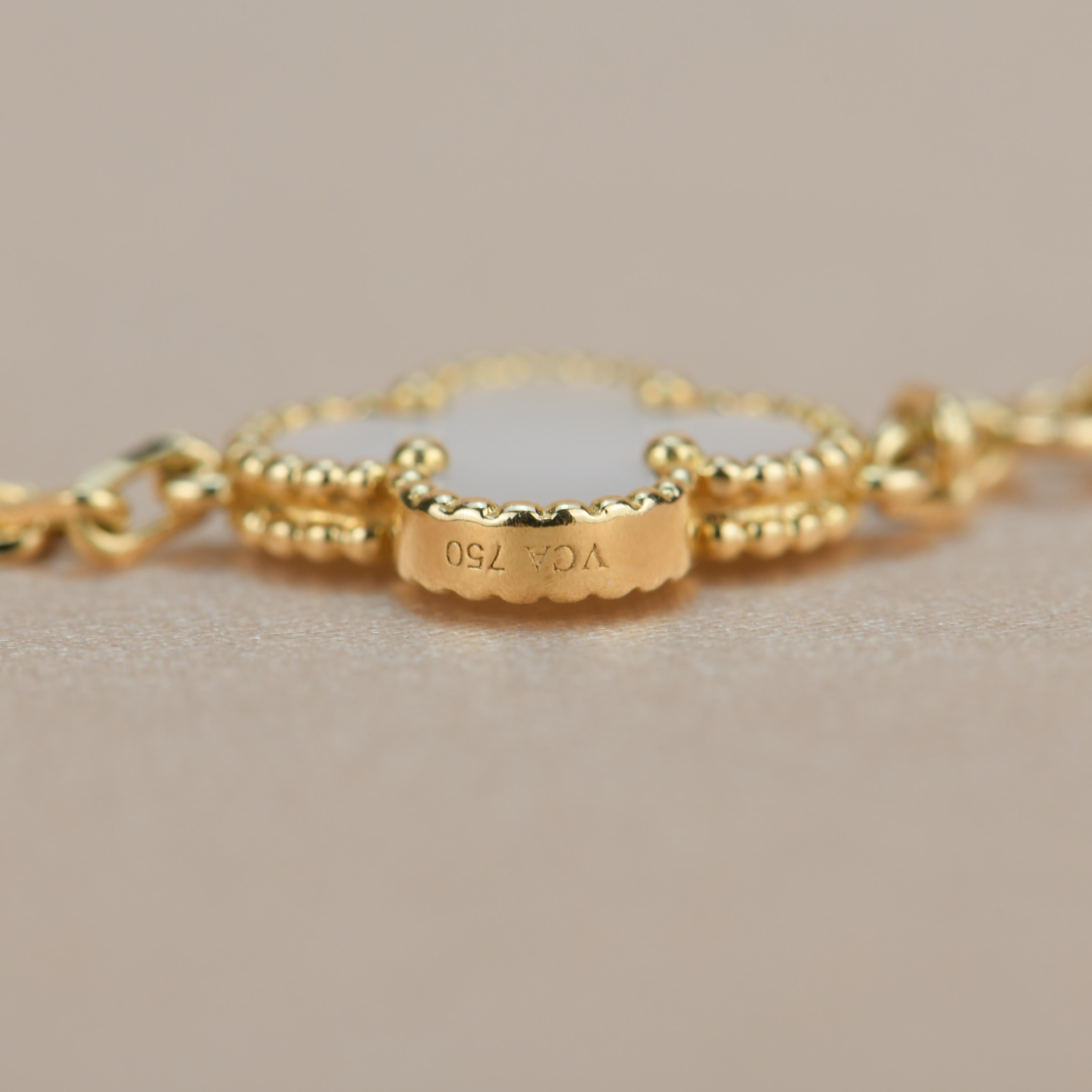 Van Cleef & Arpels 5 Motif Vintage Alhambra Mother of Pearl Bracelet 1