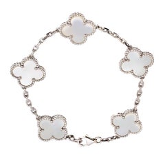 Van Cleef & Arpels 5 Motif Vintage Alhambra Nacre or blanc Bracelet