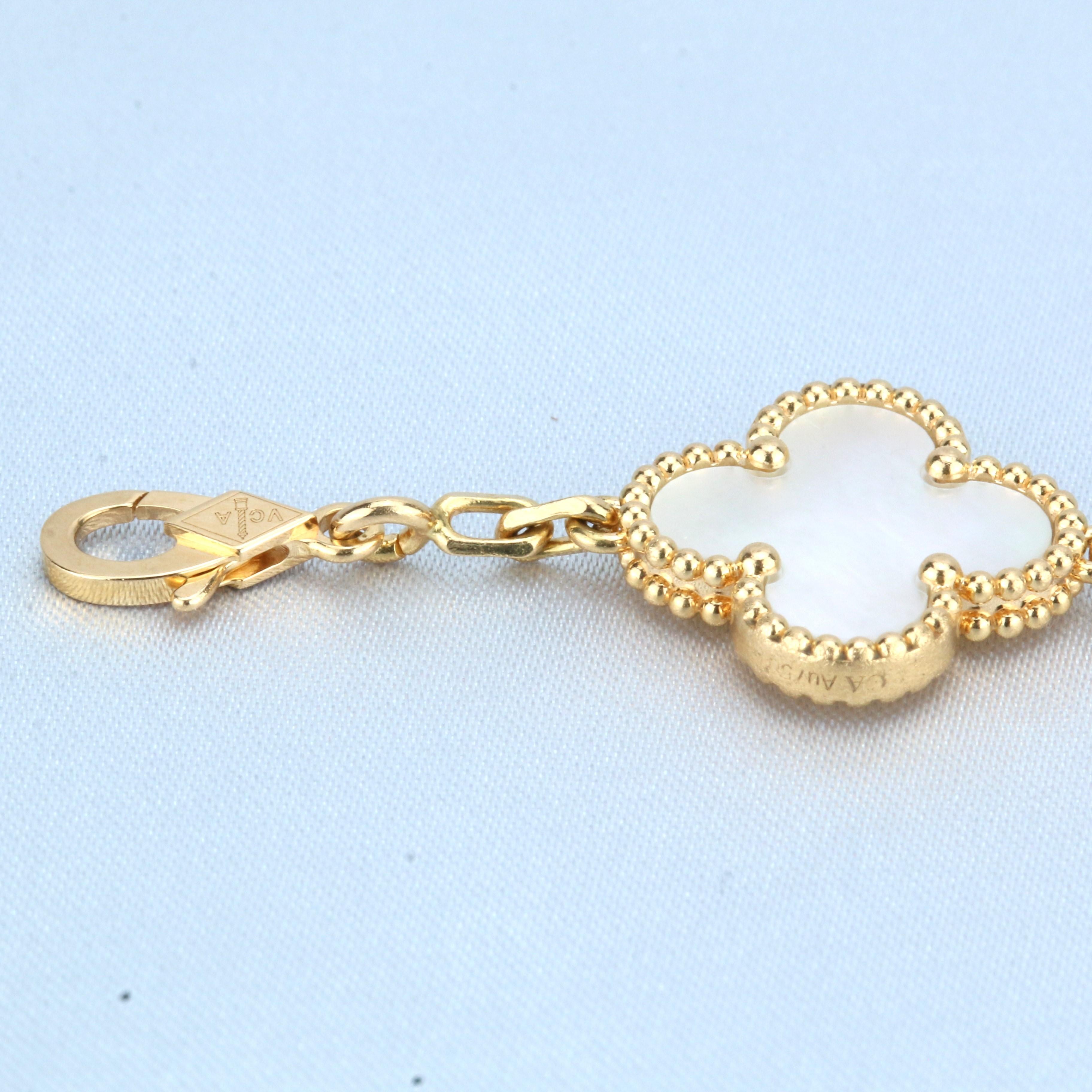 Van Cleef & Arpels 5 Motif Vintage Alhambra Mother of Pearl Yellow Gold Bracelet 2