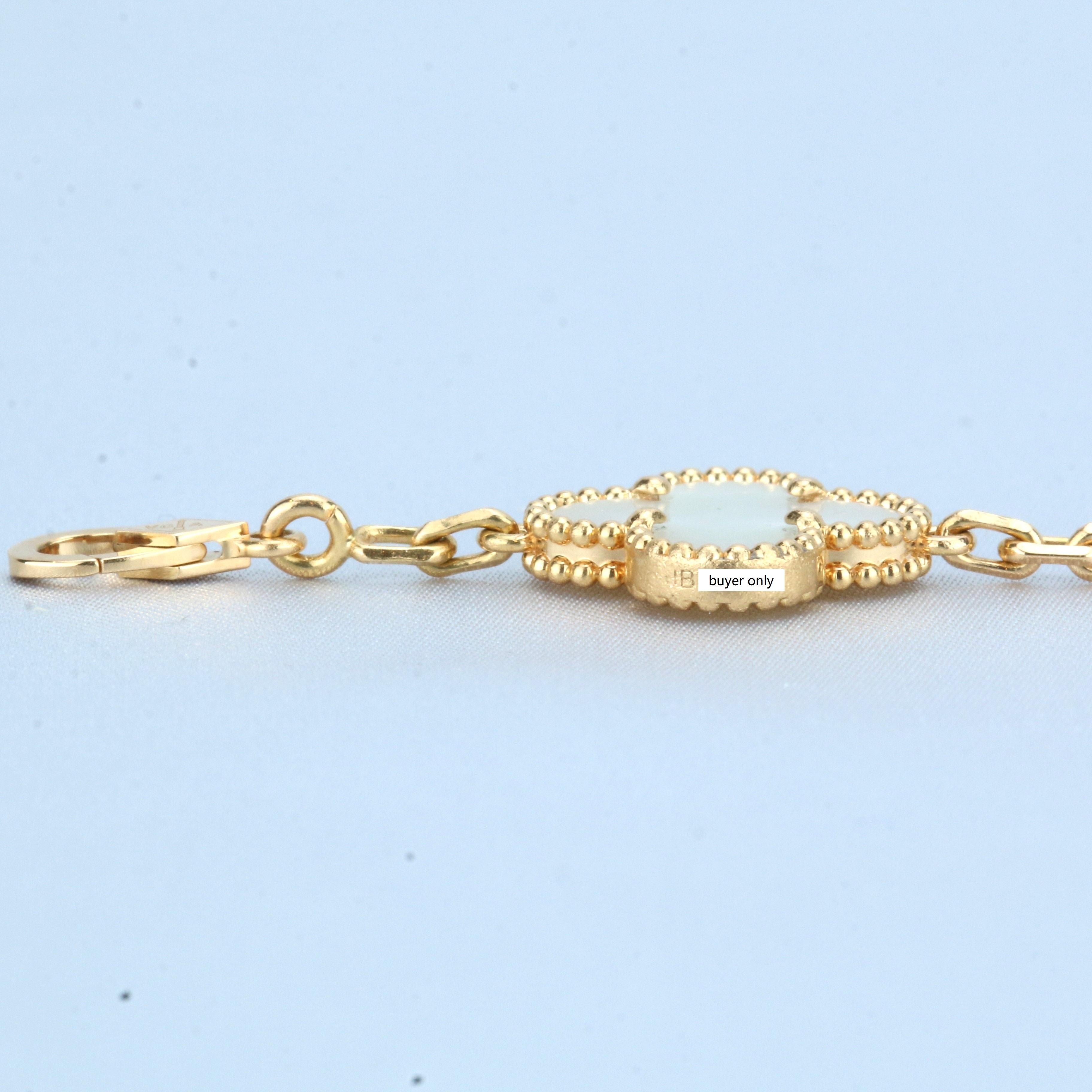 Van Cleef & Arpels 5 Motif Vintage Alhambra Mother of Pearl Yellow Gold Bracelet 3