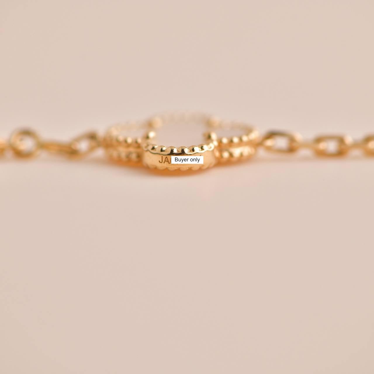 Bead Van Cleef & Arpels 5 Motif Vintage Alhambra Mother of Pearl Yellow Gold Bracelet