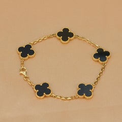 Van Cleef & Arpels Vintage Alhambra Onyx-Armband mit 5 Motiven
