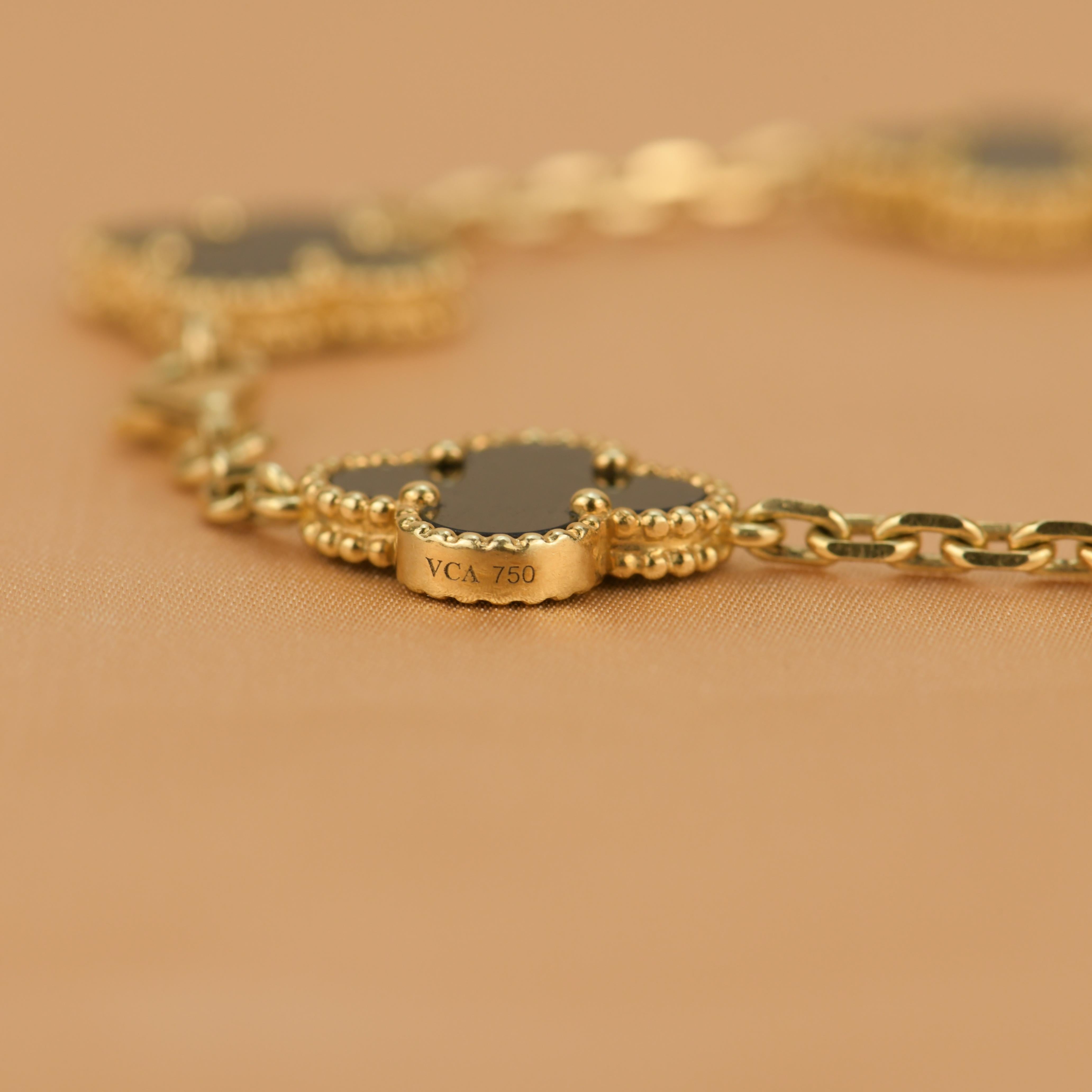Van Cleef & Arpels 5 Motif Vintage Alhambra Onyx Bracelet 2