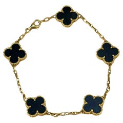 Van Cleef & Arpels Bracelet vintage Alhambra en onyx à 5 motifs