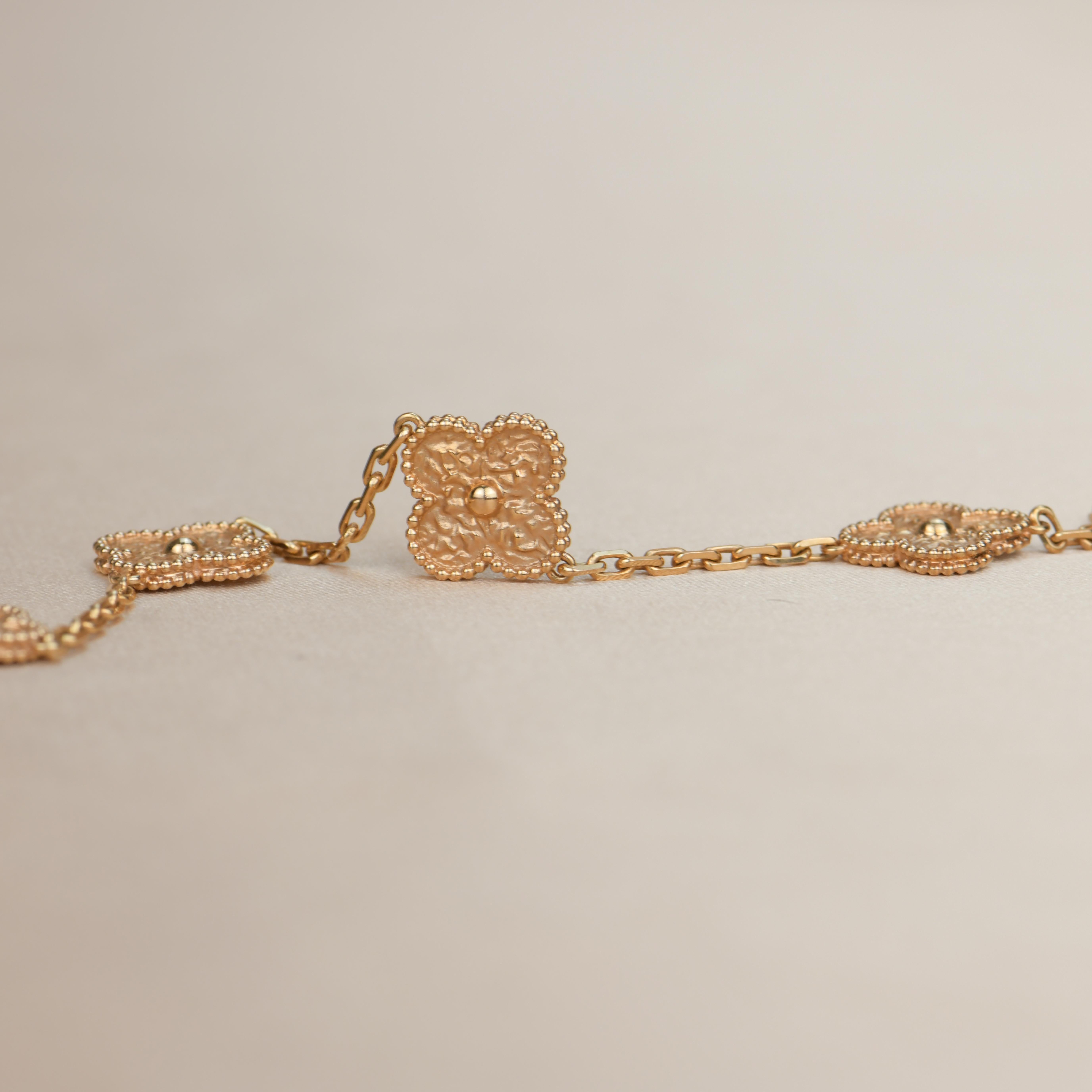  Van Cleef & Arpels Bracelet vintage Alhambra à 5 motifs en or rose Unisexe 
