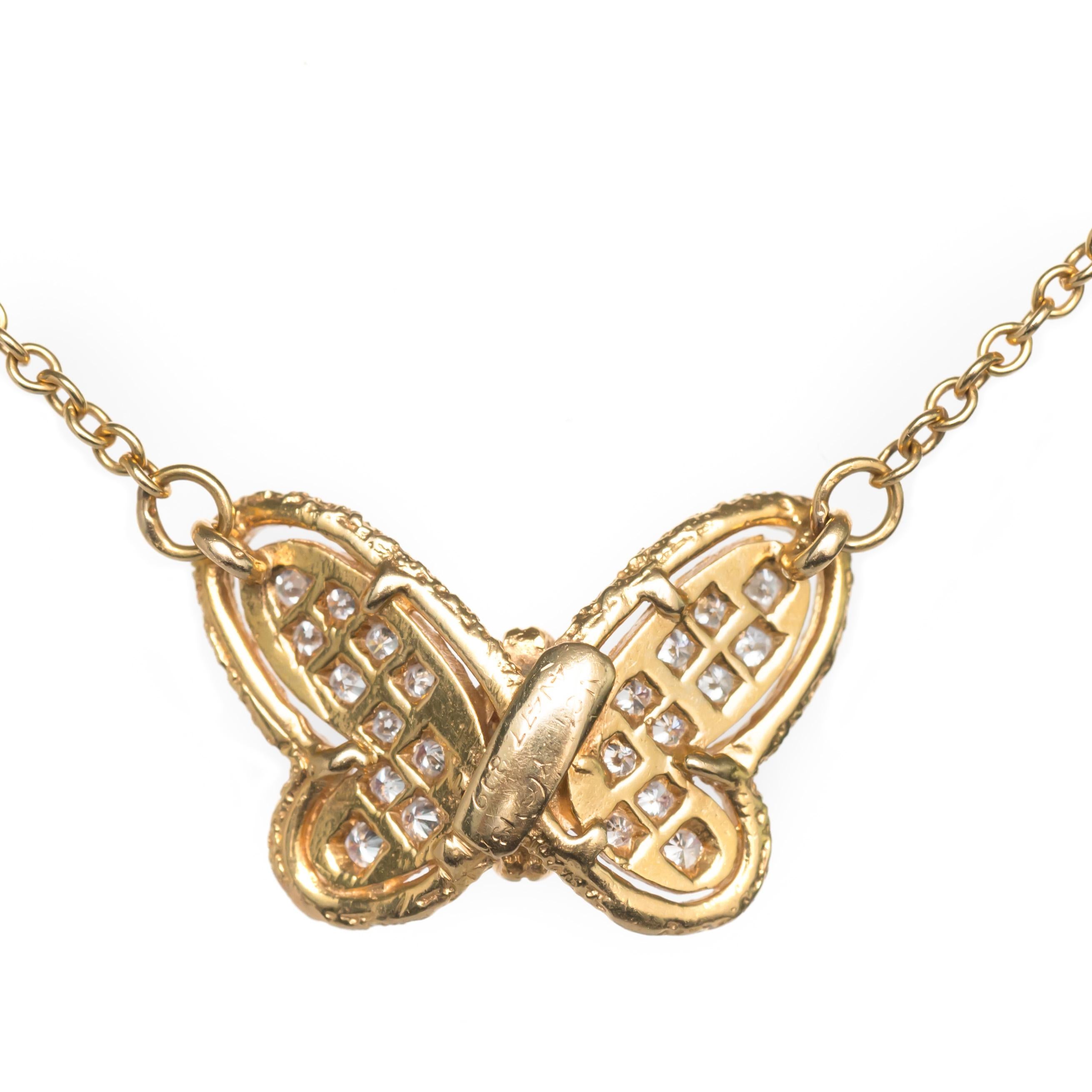 Van Cleef & Arpels .50 Carat Diamond Yellow Gold Necklace In Good Condition In Atlanta, GA