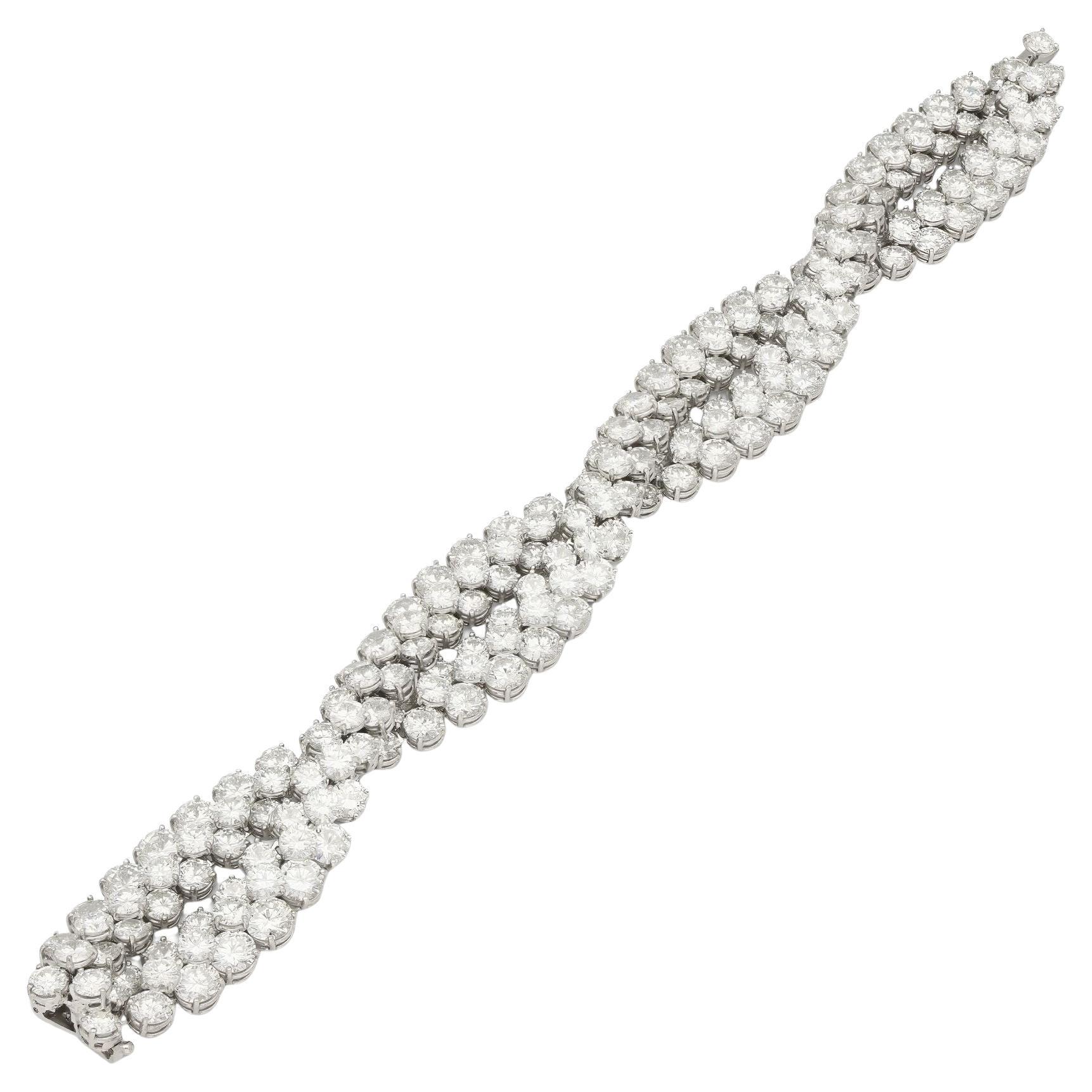Van Cleef & Arpels 50ct Diamond & Platinum 'Natte' Bracelet