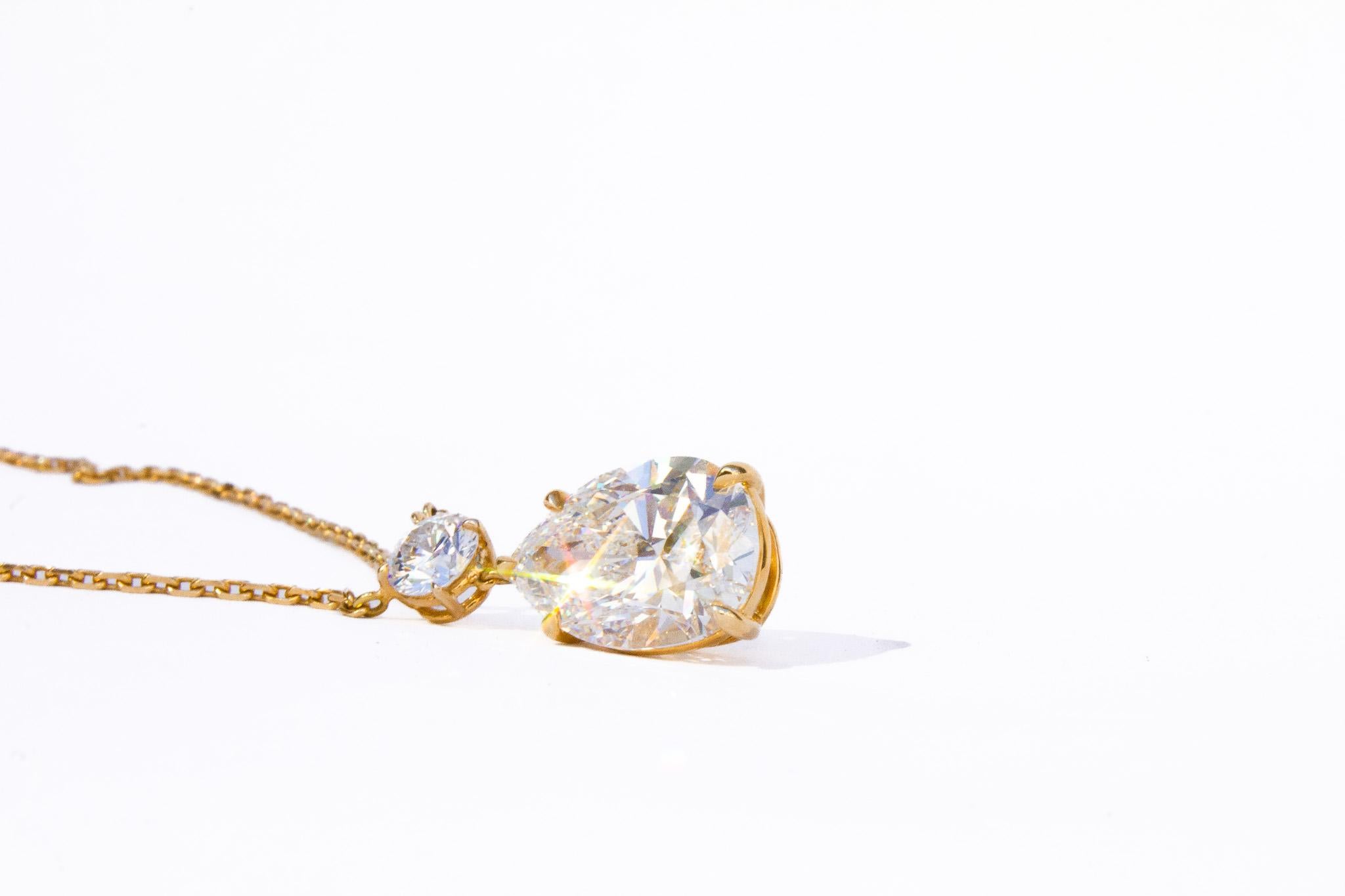 Taglio a goccia Van Cleef & Arpels Collana con diamanti a forma di pera da 5,80 carati in vendita