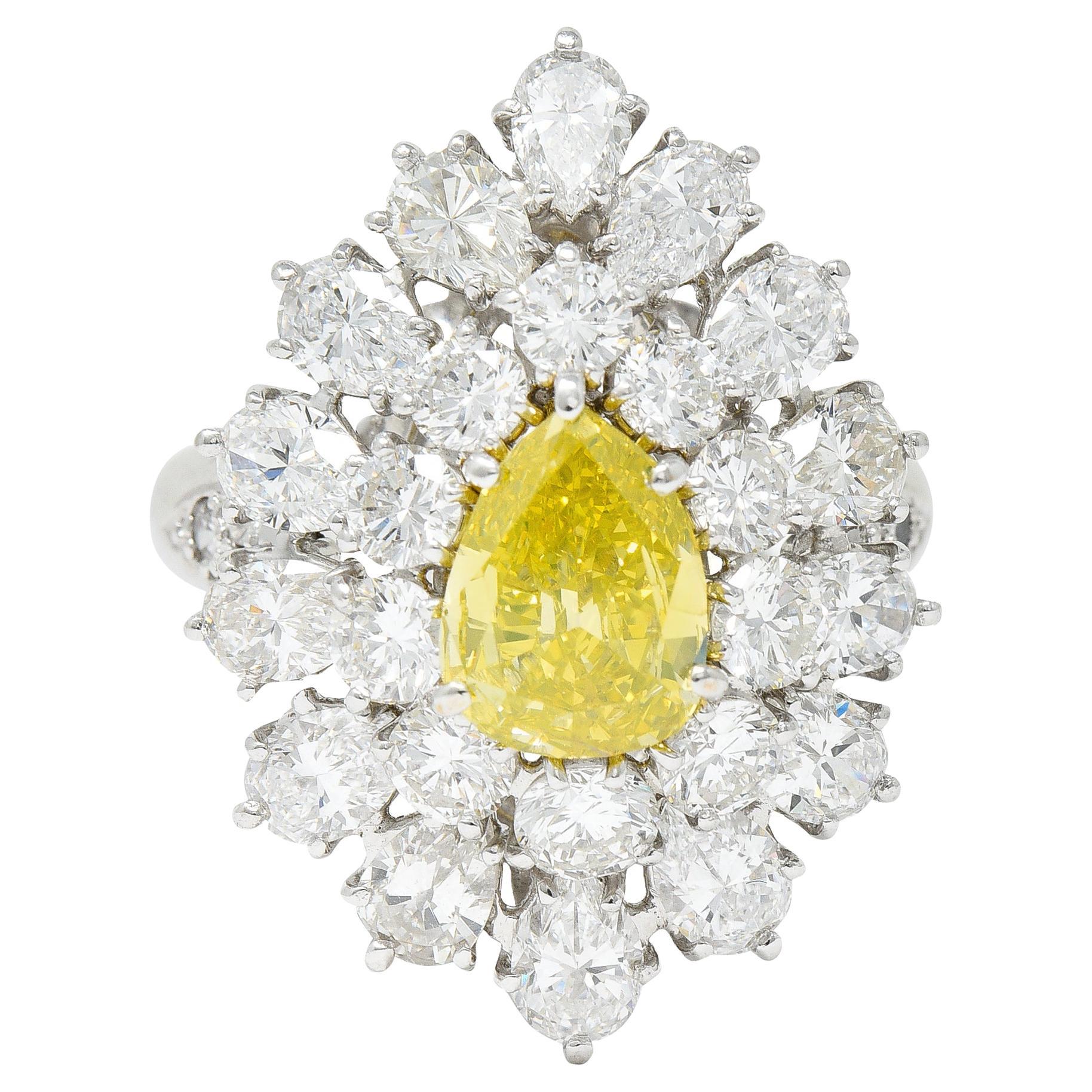 Van Cleef and Arpels Diamond Cluster Yellow Gold Fleurette Flower Ring ...