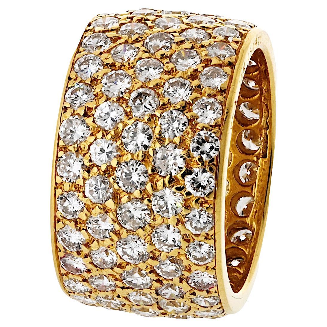 Van Cleef & Arpels 6.00cttw 18K Yellow Gold Multirow Pave Diamond Cocktail Ring