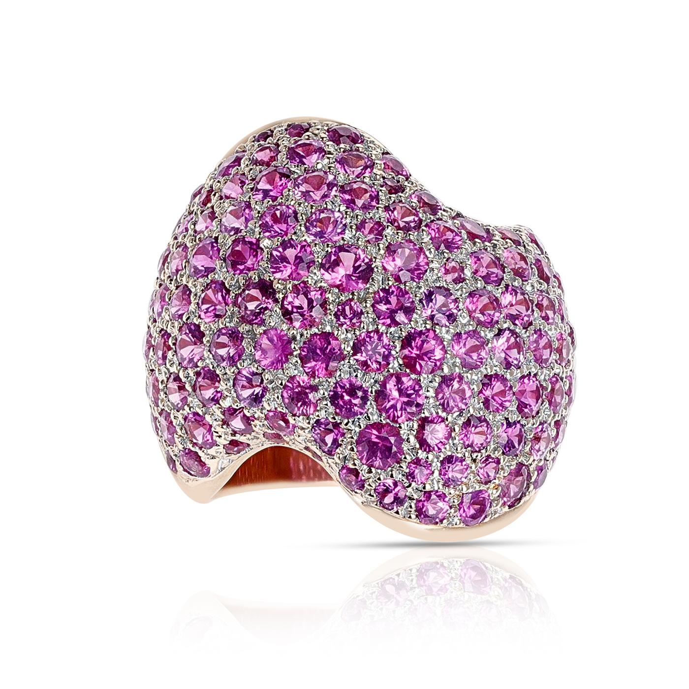 A statement Van Cleef & Arpels Pink Sapphire Swerve Cocktail Ring made in 18K Rose Gold. Ring Size US 5. 

SKU: 576-EMELJQJW
