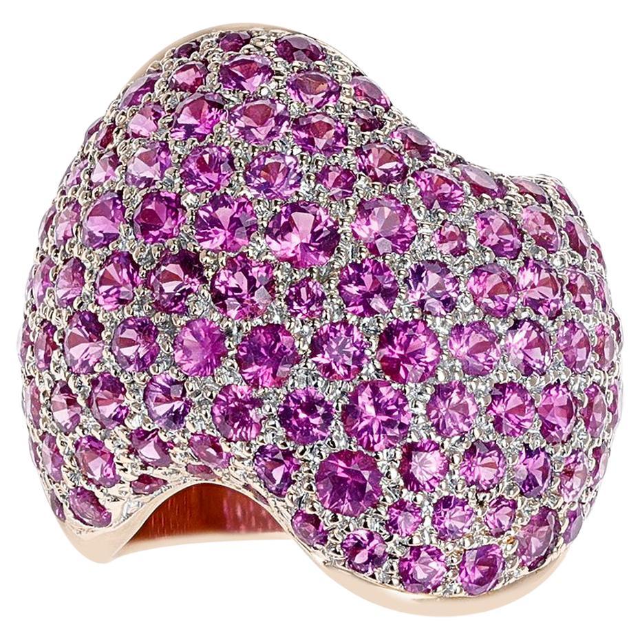 Van Cleef & Arpels 6.10 Ct. Pink Sapphire Swerve Cocktail Ring, 18K Rose Gold