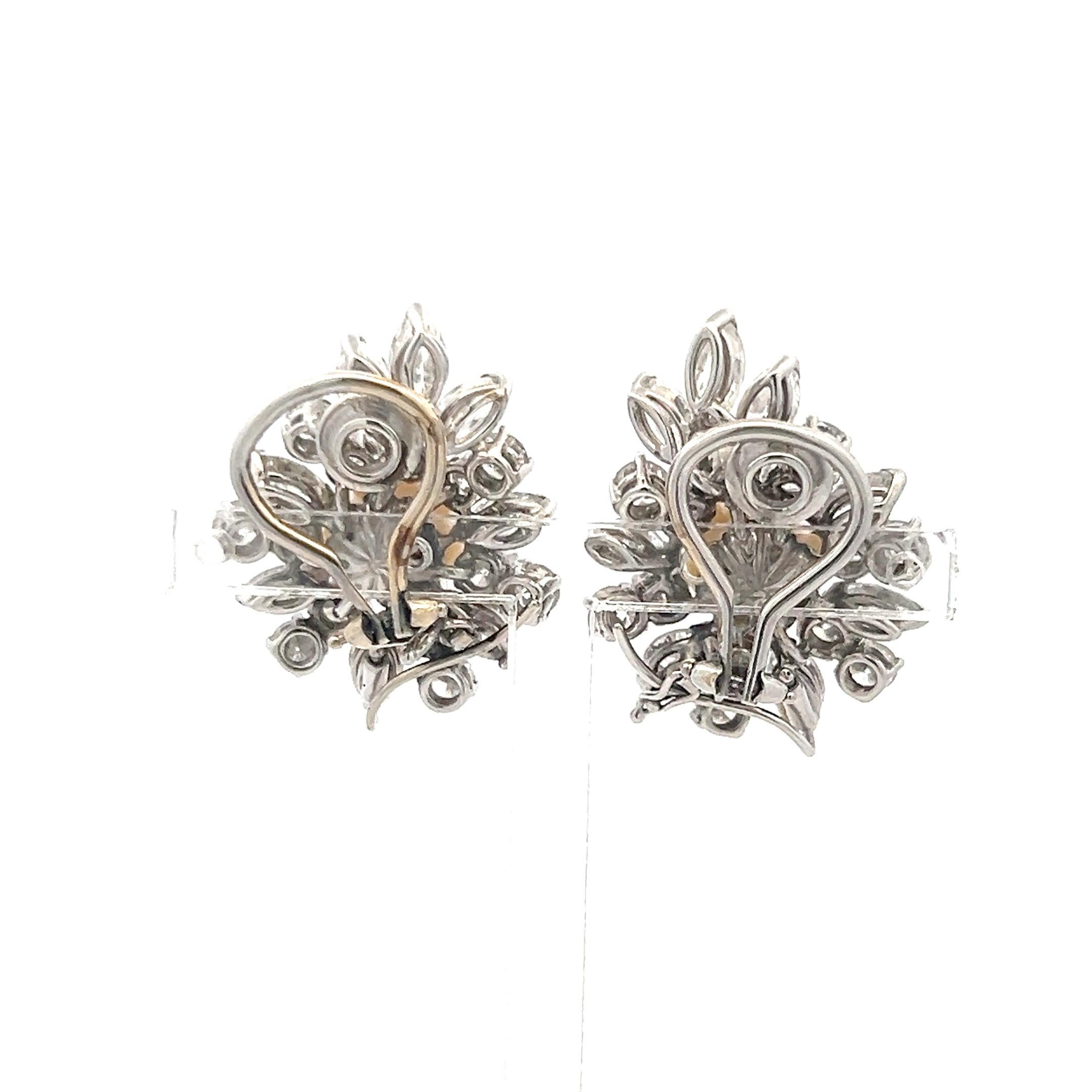 Marquise Cut Van Cleef & Arpels 6.73 Carat Marquis and Round Diamond 8.75 MM Pearl Earrings