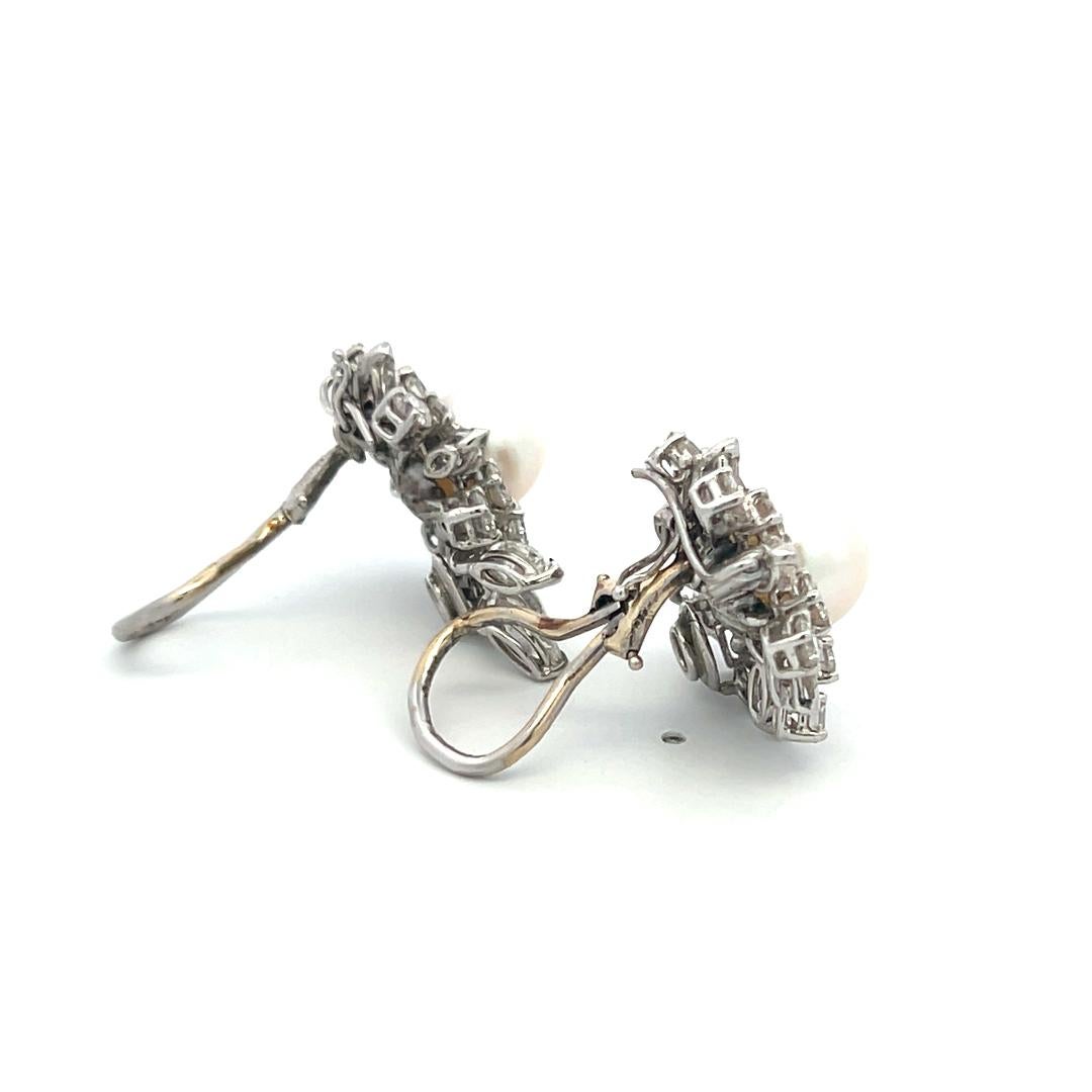 Van Cleef & Arpels 6.73 Carat Marquis and Round Diamond 8.75 MM Pearl Earrings 3
