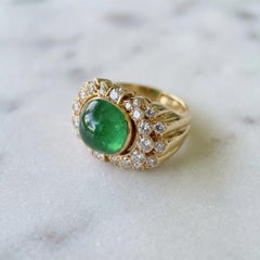 Van Cleef & Arpels 7 Carat Cabochon Emerald and 3.6 Carat Diamond Ring