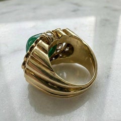 Van Cleef & Arpels 7 Carat Cabochon Emerald and 3.6 Carat Diamond Ring