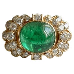 Van Cleef & Arpels 7 Carat Cabochon Emerald and 3.6 Carat Diamond Ring