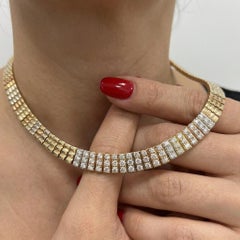Van Cleef & Arpels 7 Carat Gold and Diamond Tri-Colour Choker Necklace