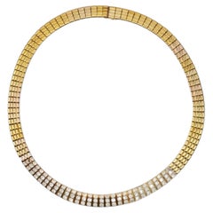 Van Cleef & Arpels 7 Karat Gold und Diamanten Dreifarben-Halskette