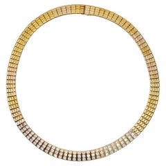 Van Cleef & Arpels 7 Carat Gold and Diamond Tri-Colour Choker Necklace