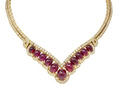 Van Cleef & Arpels Collier vintage en or 18 carats avec rubis et diamants 72,35 carats poids total