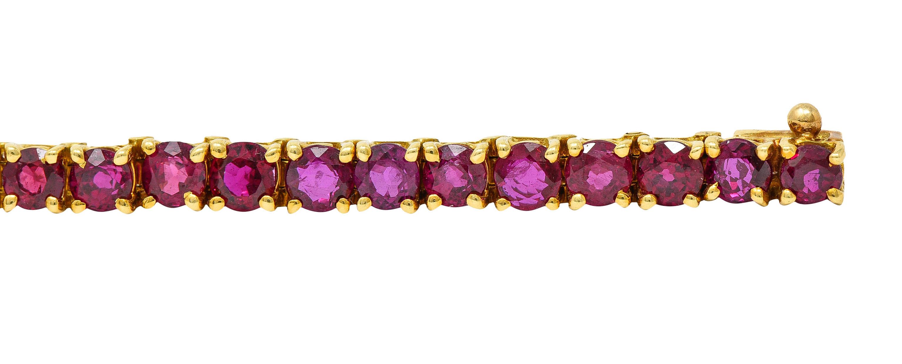 Contemporary Van Cleef & Arpels 7.50 Carats Ruby 18 Karat Gold Line Bracelet 1970's Vintage