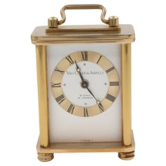 Van Cleef & Arpels 8 Days Brass Silver Dial Hand Wind Table Alarm Timepiece