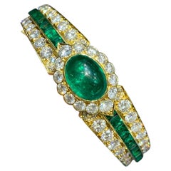 Van Cleef & Arpels 9 Carat Colombian Emerald and Diamond Bracelet w Certificate