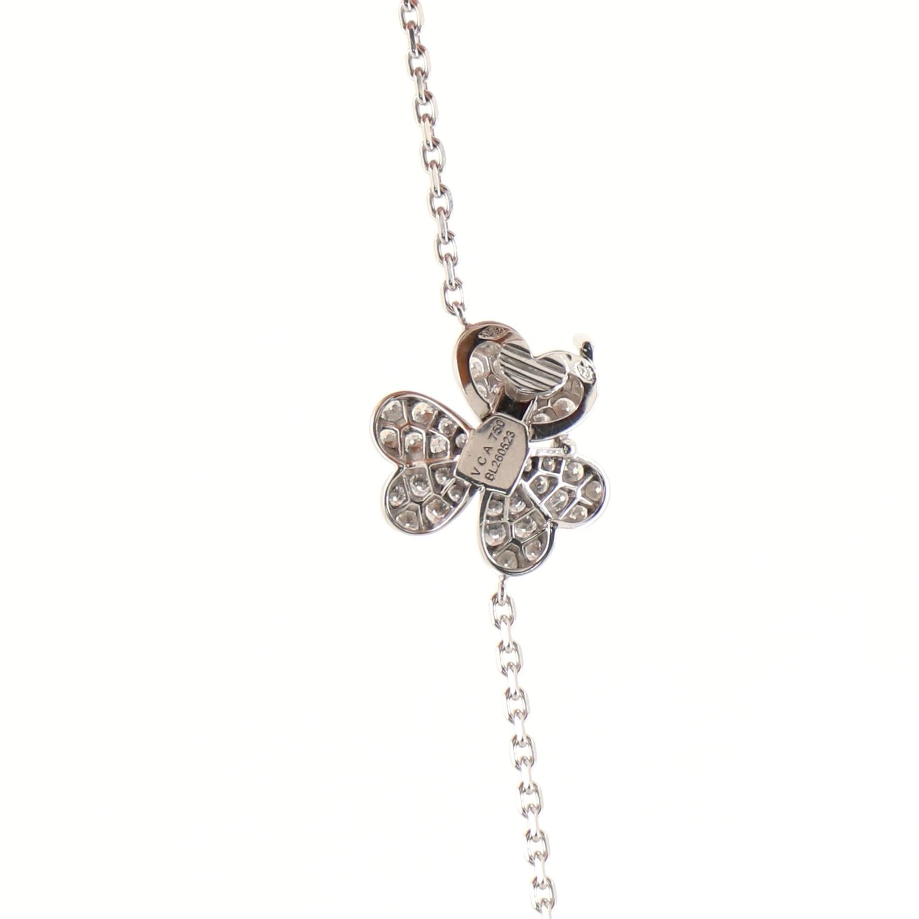 Van Cleef & Arpels 9 Flower Frivole Necklace 18 Karat Gold with Pave  Diamonds