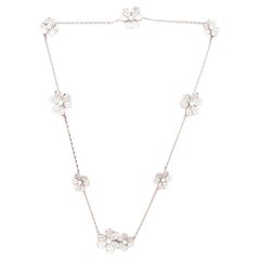 Van Cleef & Arpels 9 Flower Frivole Necklace 18 Karat Gold with Pave Diamonds