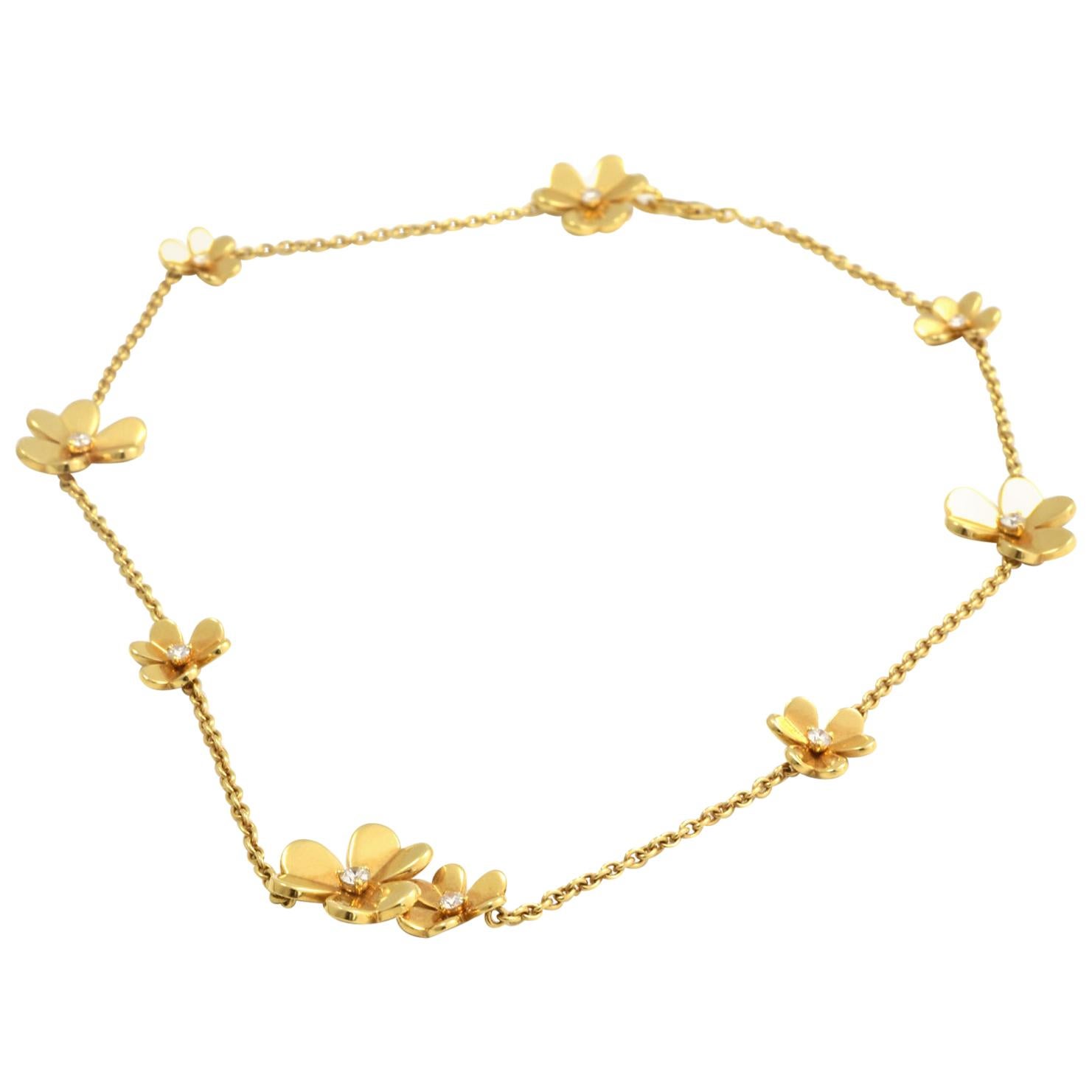 Van Cleef & Arpels 9 Motif Frivole Diamond Necklace in 18 Karat Yellow Gold