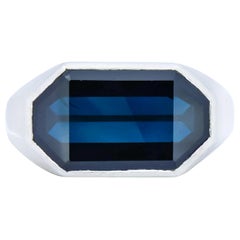 Van Cleef & Arpels 9.00 Carat No Heat Sapphire Platinum 18 Karat Gold Men's Ring