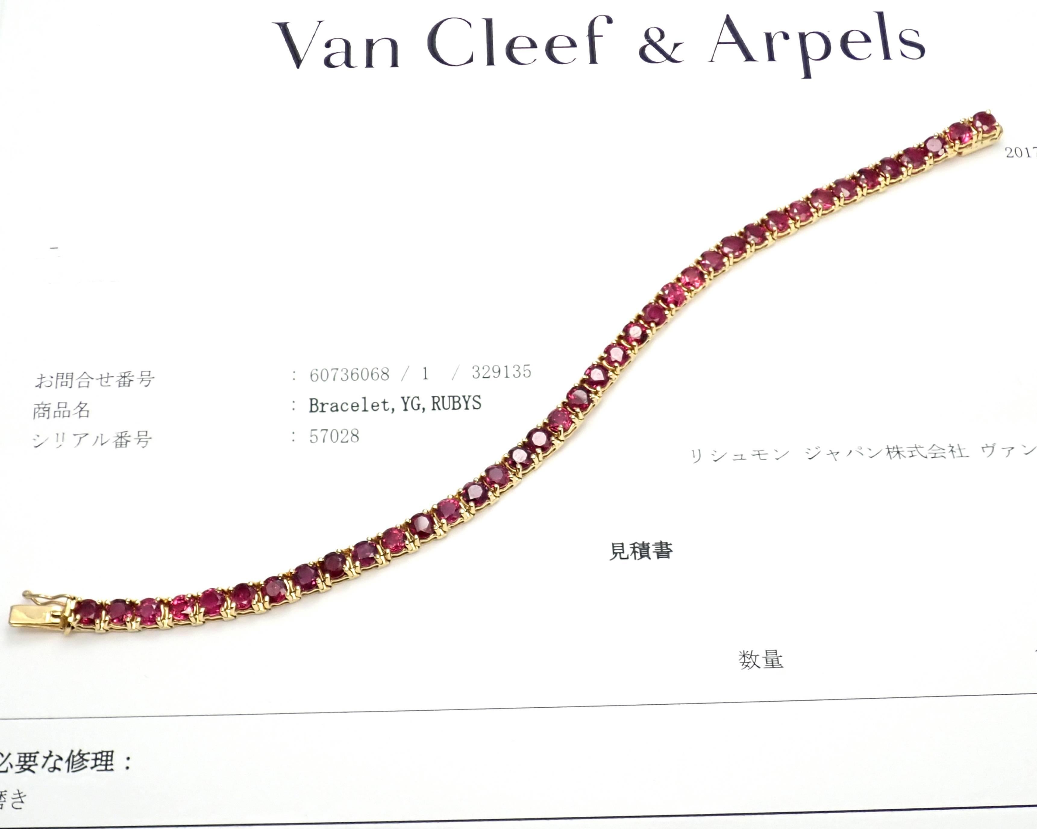 Van Cleef & Arpels 9.5 Carat Ruby Yellow Gold Tennis Bracelet 1