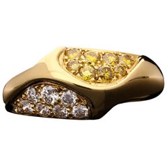 Van Cleef & Arpels a Diamond and Fancy Yellow Diamond Asymmetric Gold Ring