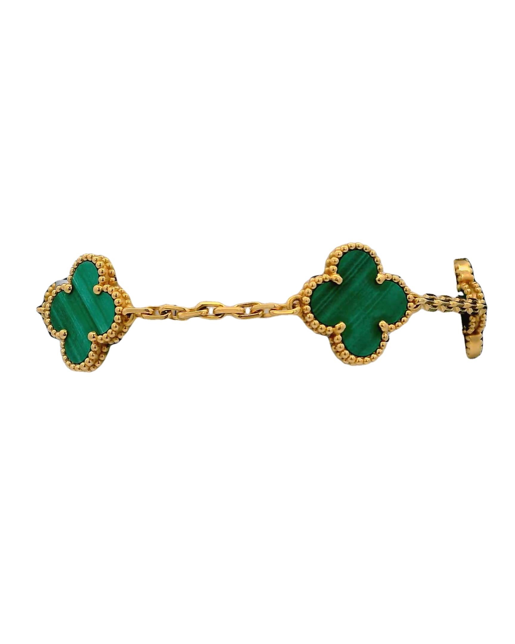 Van Cleef & Arpels Alahambra Malachite Bracelet Box & Papers 1